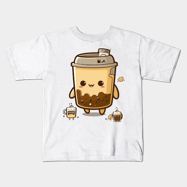 Coffee never looked so cute Kids T-Shirt by Pixel Poetry